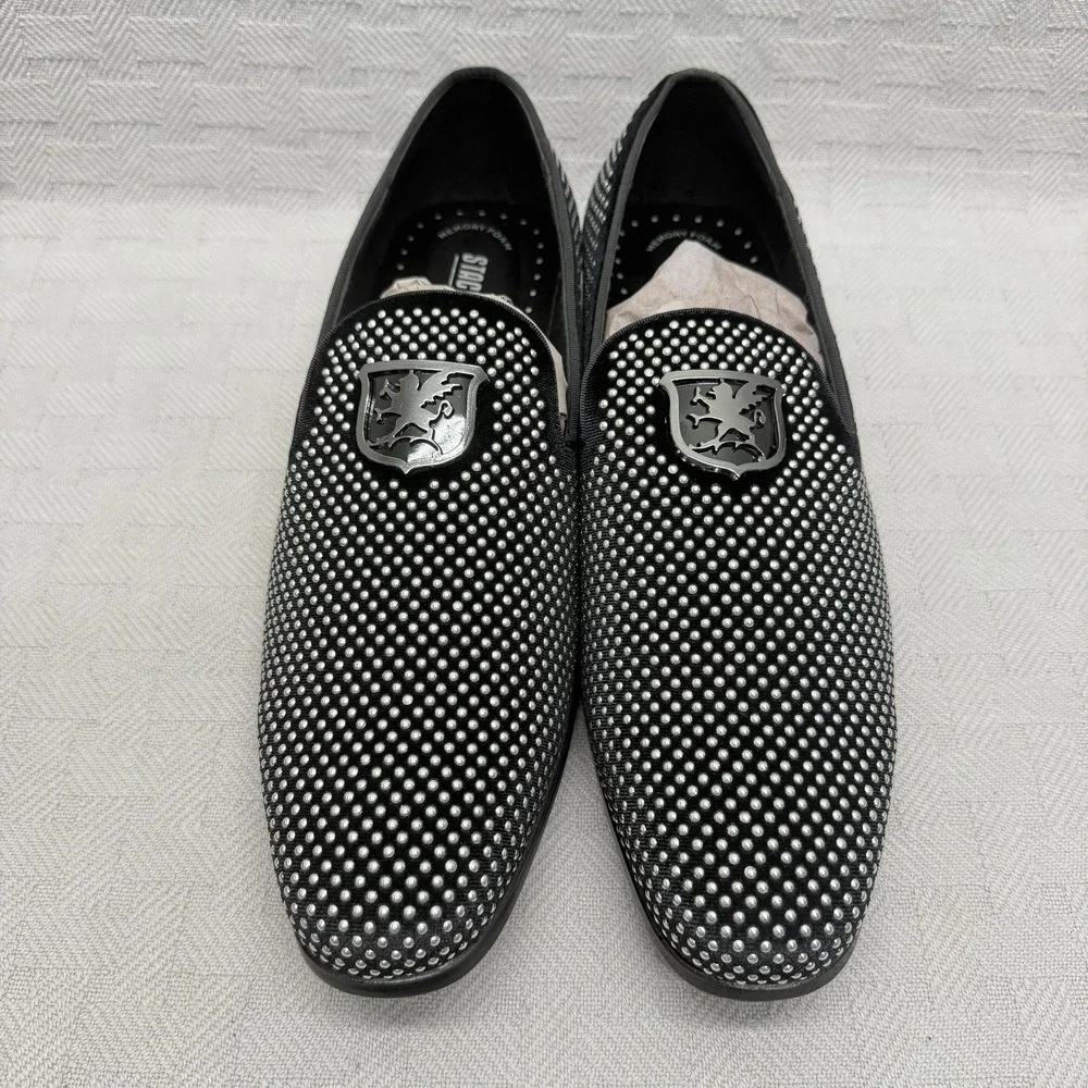 Stacy Adams Men‎ Shoes Swagger Studded Slip On Satin Black 25228-042 Size 11